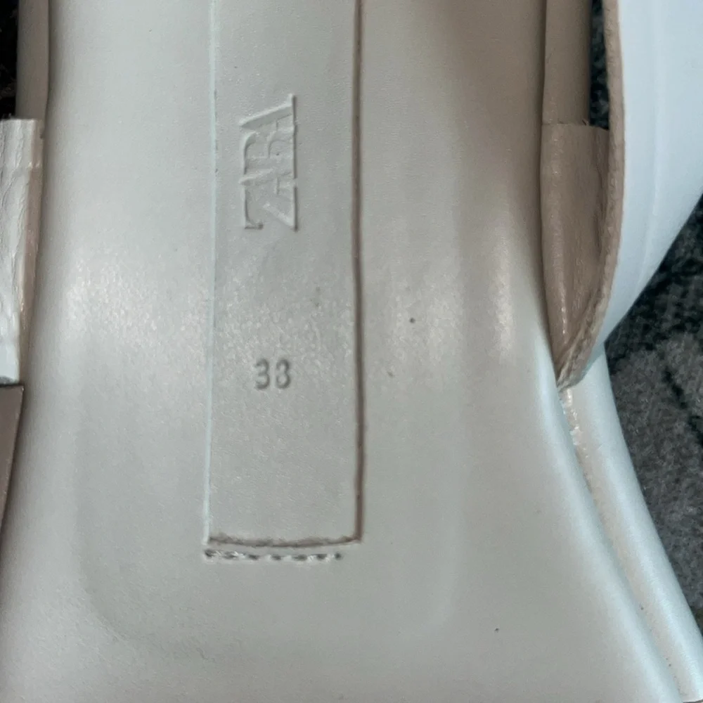 Zara women’s leather White Platform Sandals size 38 US 7.5 - Picture 5 of 8